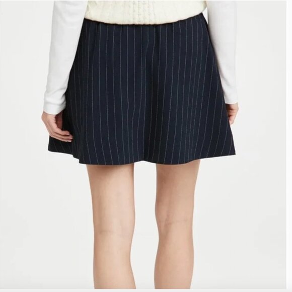 Zara Pinstripe Elastic Waist Knit Flared Mini Skirt - Size M - Picture 2 of 8